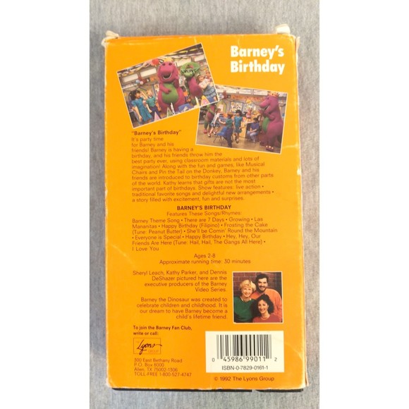 Vintage BARNEY VHS Cassette Tape 1992 Barney's Birthday Sing Along - Picture 2 of 5